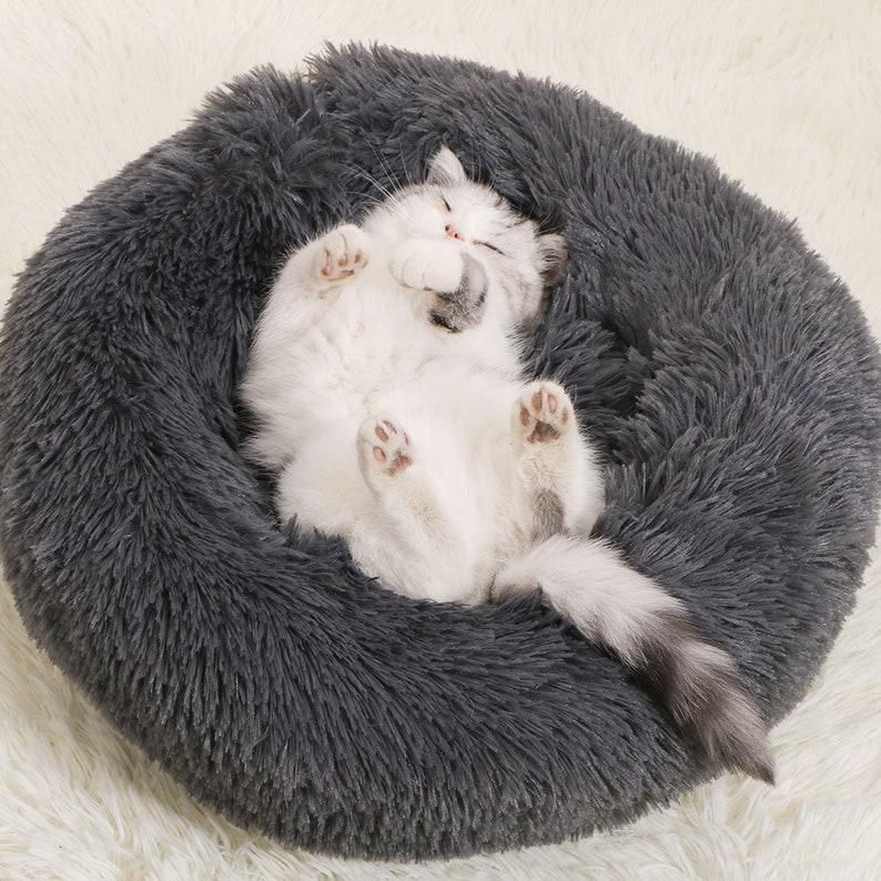 Calming cat bed Fluffy plush antianxiety orthopedic cat Etsy