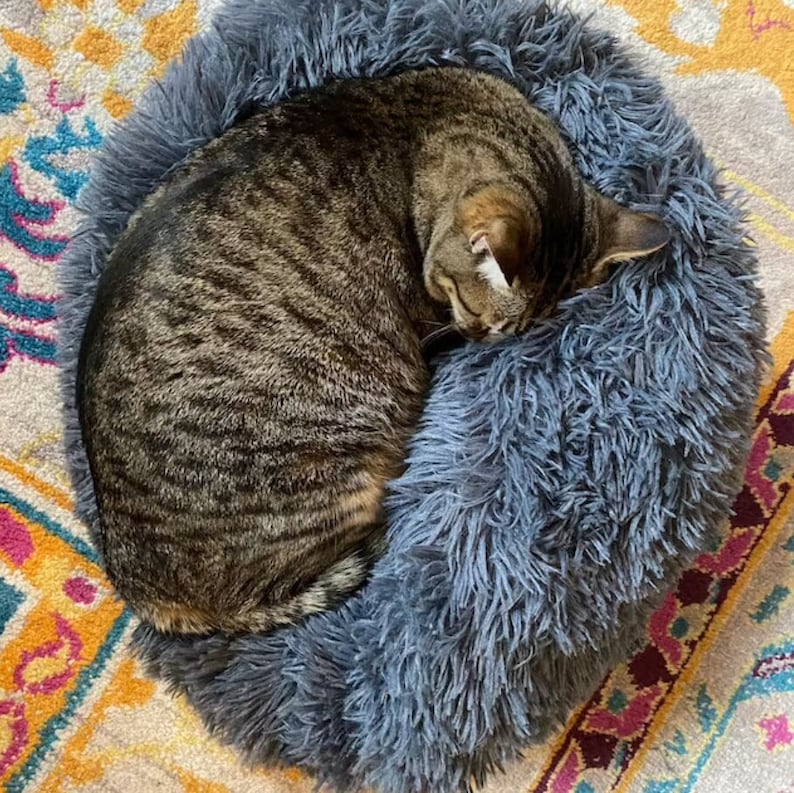 Calming Cat Bed - Donut Cat Bed - Fluffy Pet Bed - Warm Cat Bed - Kitten Bed - Cat Kennel, Soft Round Cat Bed, Cat Cave, Cat Nest