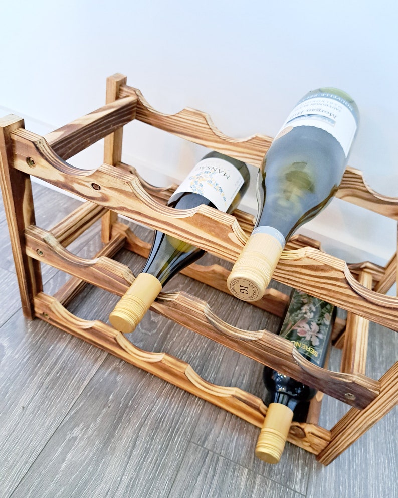 Wood Wine Rack Wine Bottle Holder Rustic Wine Rack Table Wine Rack Custom Wine Rack Wooden Wine Rack, Wine Storage Handmade Gift image 4