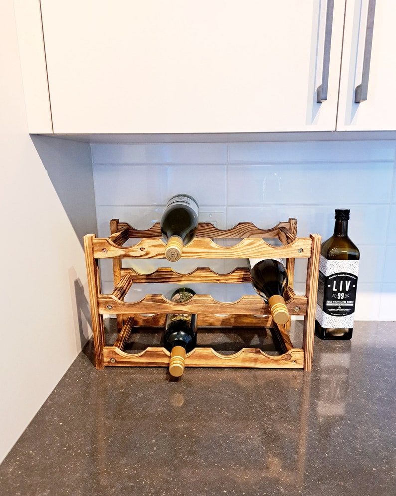 Wood Wine Rack Wine Bottle Holder Rustic Wine Rack Table Wine Rack Custom Wine Rack Wooden Wine Rack, Wine Storage Handmade Gift image 6