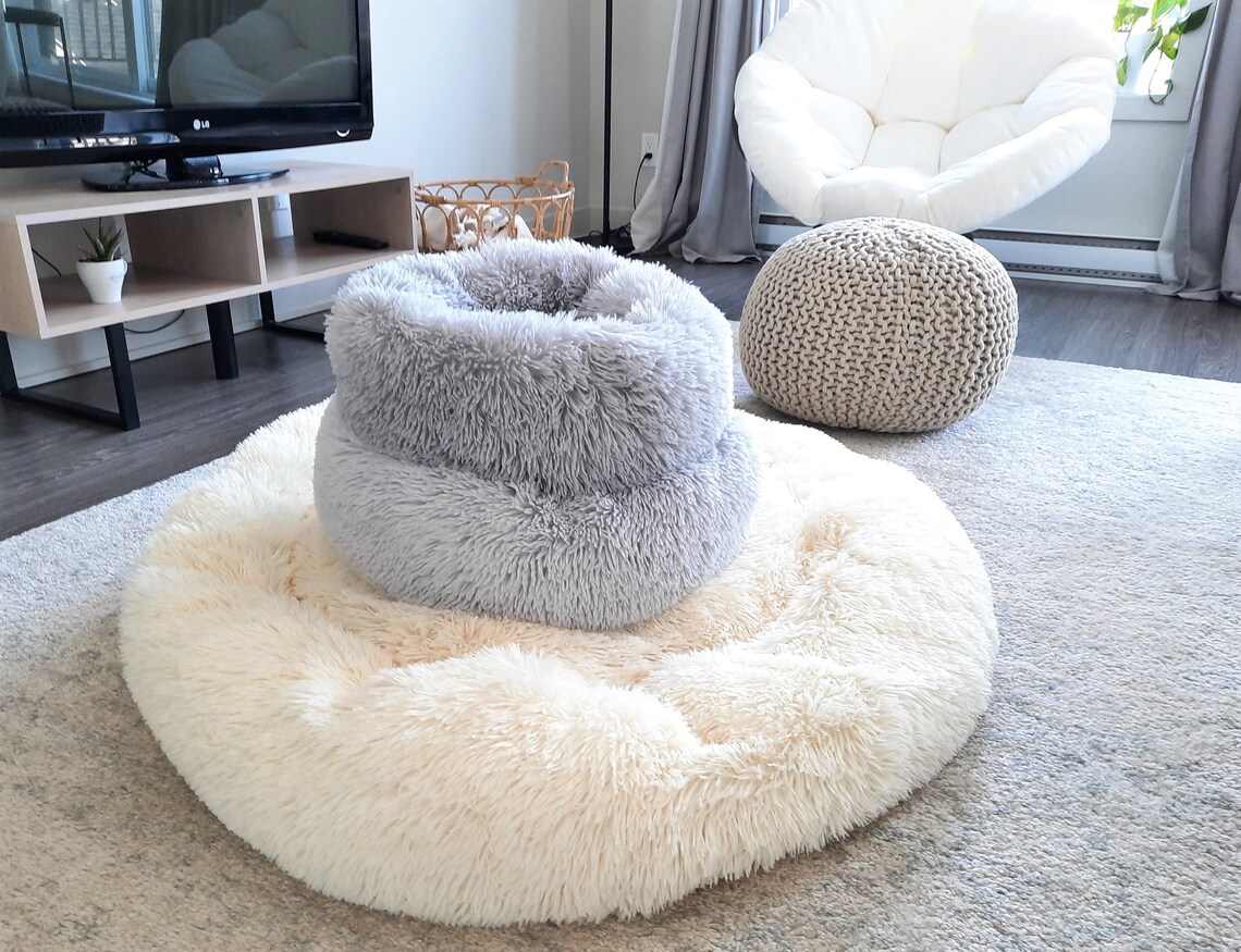 Calming cat bed Fluffy plush antianxiety orthopedic cat Etsy