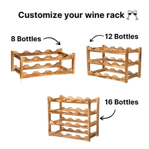 Wood Wine Rack Wine Bottle Holder Rustic Wine Rack Table Wine Rack Custom Wine Rack Wooden Wine Rack, Wine Storage Handmade Gift image 2