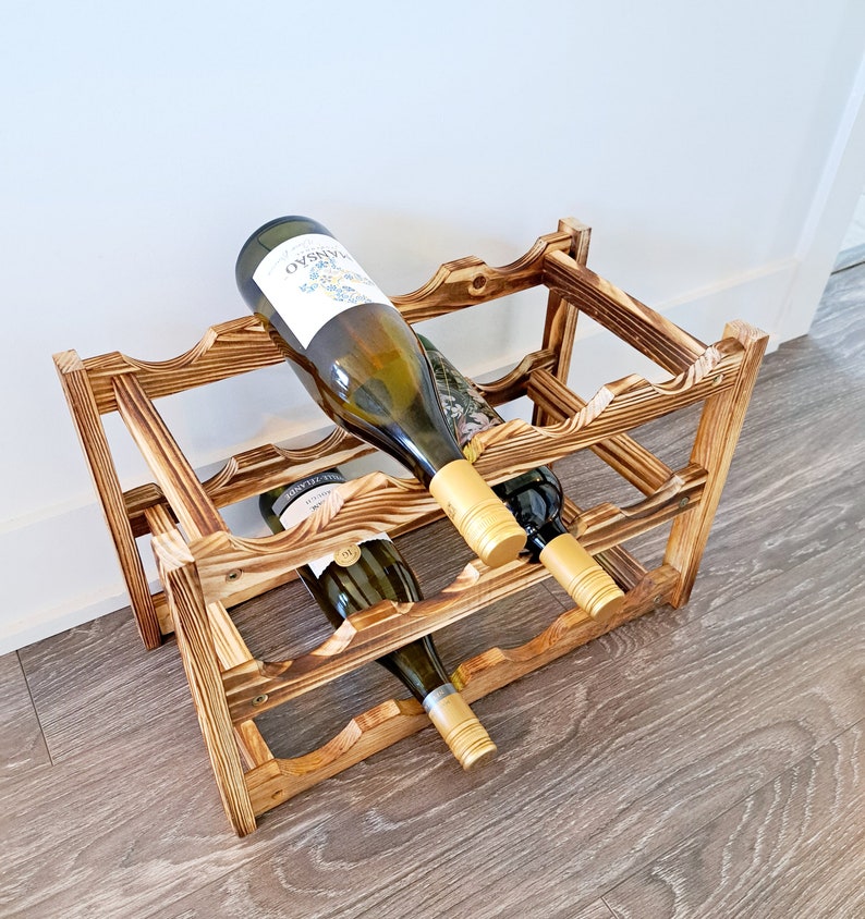 Wood Wine Rack Wine Bottle Holder Rustic Wine Rack Table Wine Rack Custom Wine Rack Wooden Wine Rack, Wine Storage Handmade Gift image 8