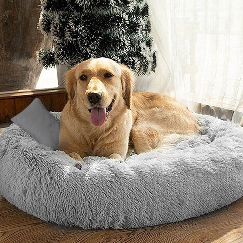 Calming dog bed Large Dogs Fluffy plush antianxiety Etsy