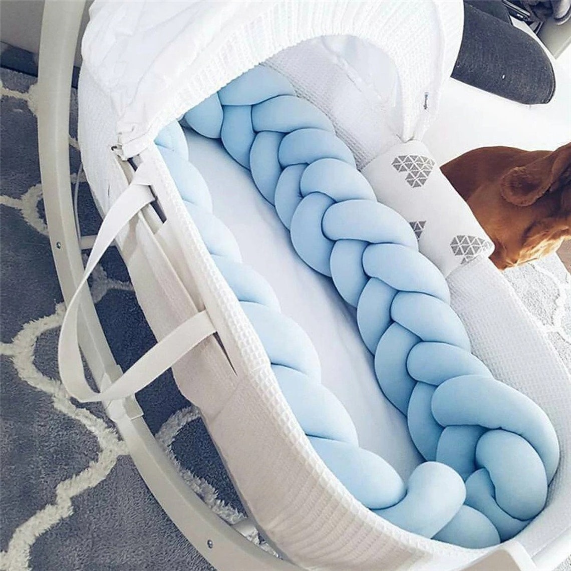Braided Crib Bumper Toddler Bed Bumper Cot Bedding Etsy