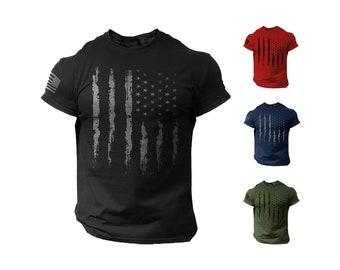 American Flag Men T-Shirt | Soft Style Hight Quality | Patriotic American Tee | Army Style | 100% Cotton