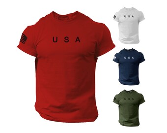 USA Men T Shirt | American Tee | 100% Cotton | 4th July Patriotic