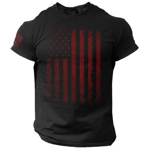 USA Vintage Flag T Shirt Red American Patriotic Distressed