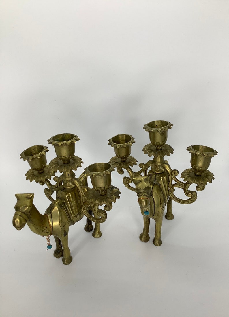 Vintage Solid Brass Candlestick Holders image 1