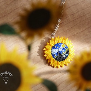 Sternenklare Nacht Sonnenblume Van Gogh handgemachte Halskette Kunst Liebhaber Geschenk Vincent van Gogh Liebhaber Impressionismus Schmuck Van Gogh Malerei Geschenk für sie