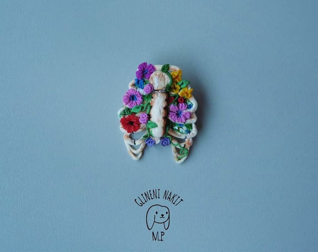 Floral Rib Cage Flowers and Rib Cage Pi Brooch Floral Lungs Anatomy ...
