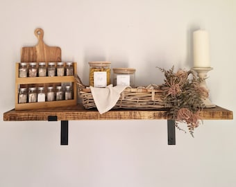Shelf With Industrial Brackets | Farmhouse shelves Bespoke Shelf Rustic Shelves