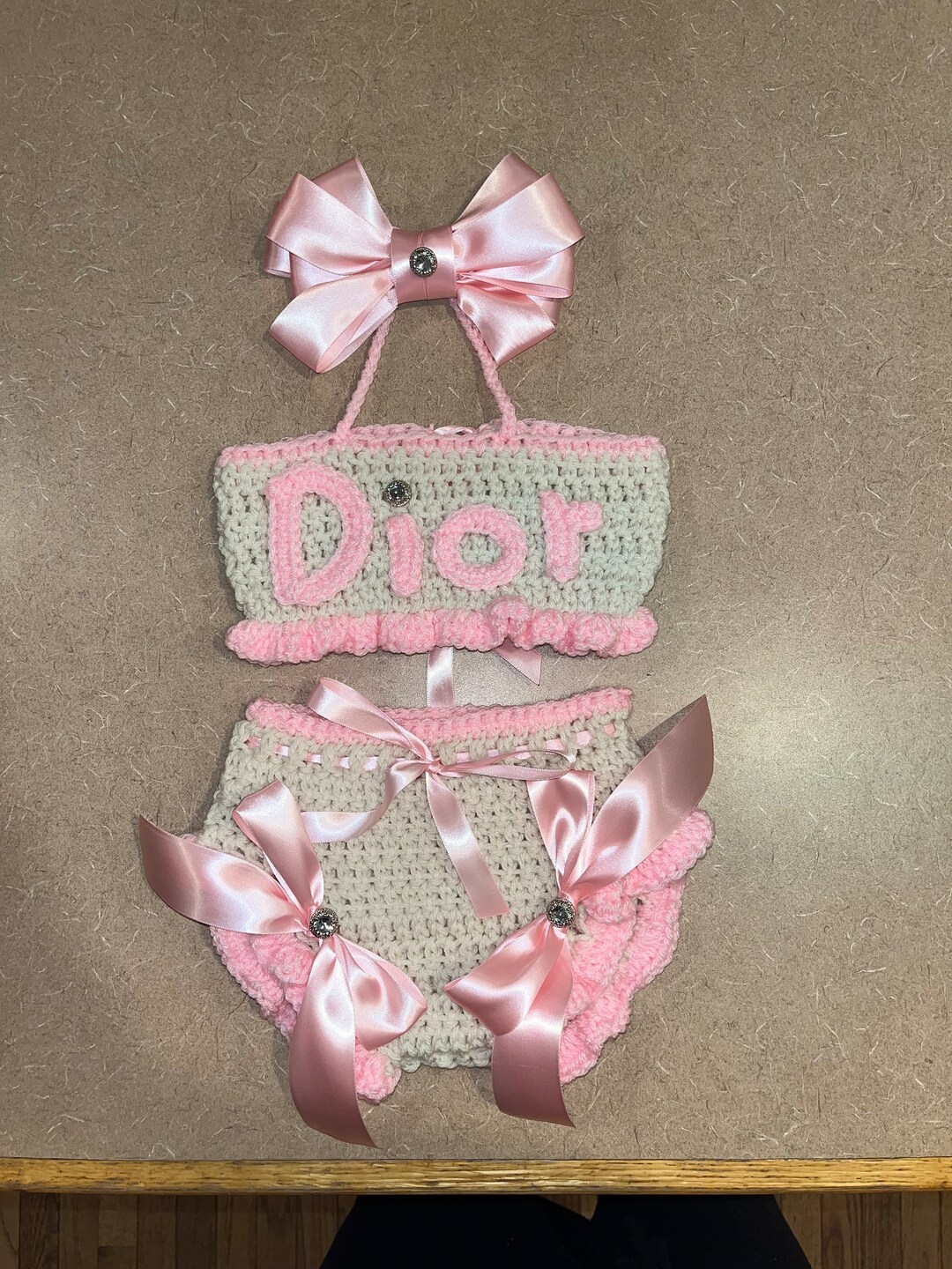 Crochet Baby Girl Set, Crochet Baby Bloomer, Diaper Cover, Hair Bow