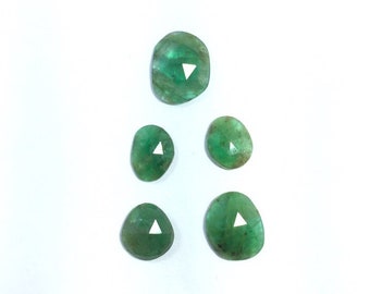 Emerald Rose Cut Cushion Pair Size 8x11x4 mm Cabachon Loose Parcel Raw Emerald Loose Gemstone Cabochon Slice Matched Gemstone Pair