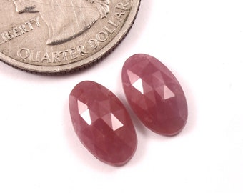 12x7mm,Natural Ruby Rose cut Gemstone Pair, Flat Back Ruby Faceted Cabochon, Red Ruby Gemstone For Jewelry Making Loose Gemstones