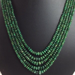 Natural Emerald Beads Gemstone Necklace Emerald Rondelle Beads Necklace Smooth Plain Beads 20 Inches-8.50 to 3 MM Emerald Beads Necklace