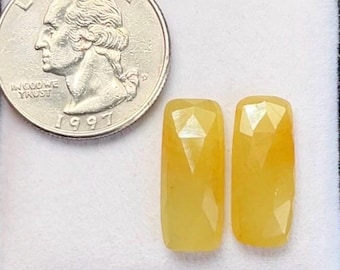 20x8.5x4.5mm Rose Cut Yellow Sapphire Pair: Natural Gemstones for Jewelry Making