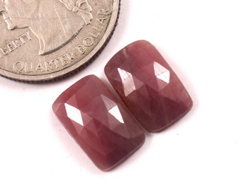 13x8.30mm,Natural Ruby Rose cut Gemstone Pair, Flat Back Ruby Faceted Cabochon, Red Ruby Gemstone For Jewelry Making Loose Gemstones