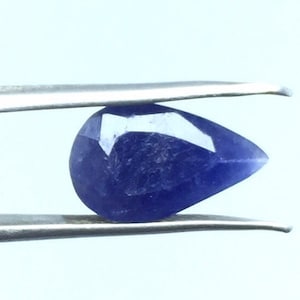 Piedra de zafiro azul natural tallada en forma de pera, piedra de zafiro azul suelta facetada para joyería, tamaño de piedra preciosa: 13,50 x 8 mm, peso: 3,60 ct