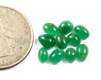 Cabujones de esmeralda natural verde, 10 unidades, para joyería, 5-6,5 mm