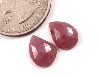 11 x 8 mm, paire de pierres précieuses taillées dans une rose rubis naturel, cabochon à facettes rubis à dos plat, pierre précieuse rubis rouge pour la fabrication de bijoux