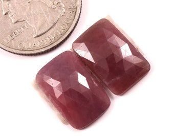 16.50x11mm Natural Ruby Rose Cut Rectangle Loose Gemstone Ruby Cabochon July Birthstone for Ring Pendant Jewelry Making
