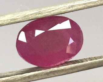Gemme rubis ovale de 9 x 6 mm - Pierre de joaillerie rouge naturelle en vrac, 2,25 ct