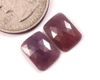 12.50x9mm,Natural Sapphire Rose cut Gemstone Pair,Flat Back Sapphire Faceted Cabochon, Sapphire Gemstone For Jewelry Making Loose Gemstones