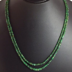 Natural Emerald Beads Gemstone Necklace Emerald Rondelle Beads Necklace Smooth Plain Beads 20 Inches-5 to 3 MM Emerald Beads Necklace