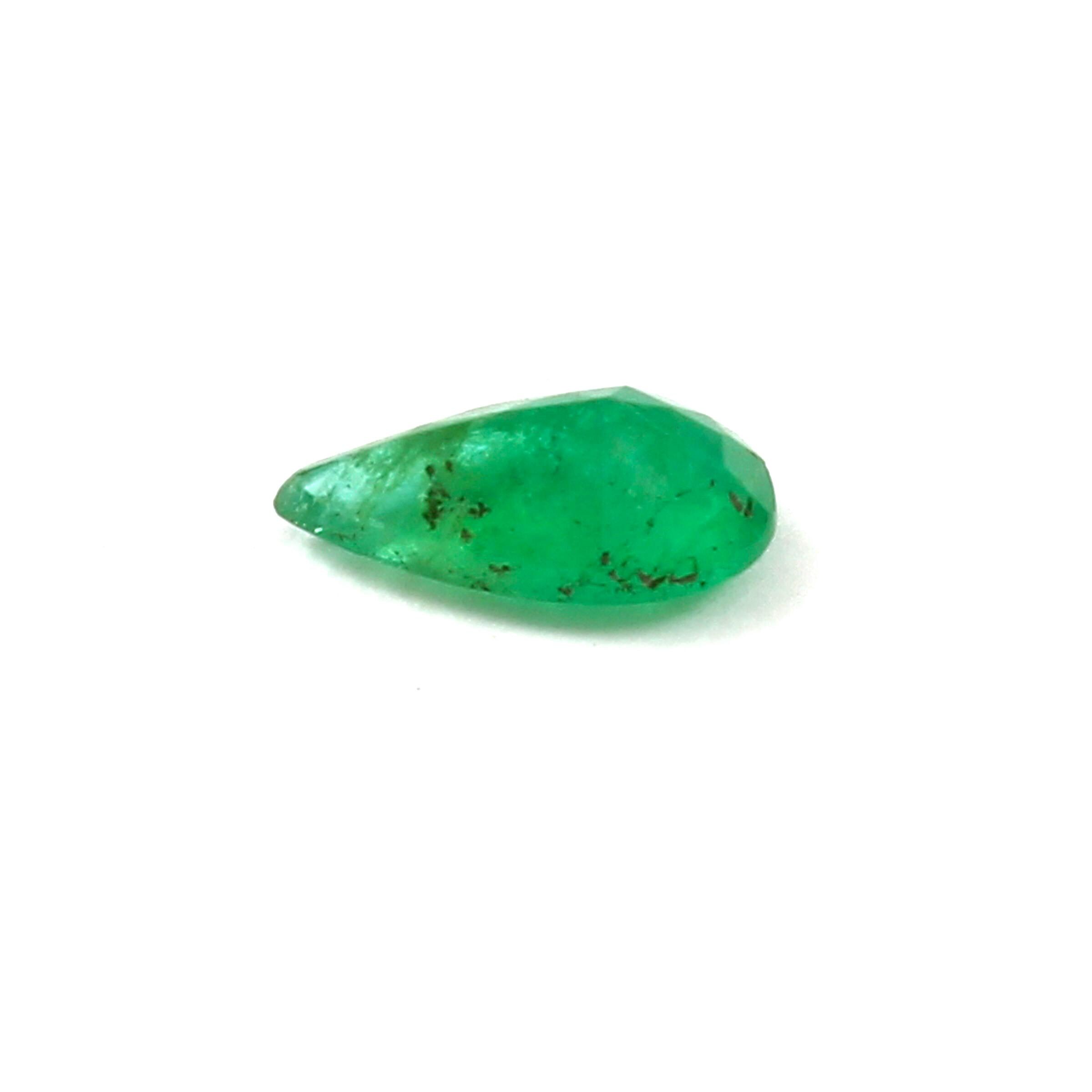 ルースエメラルド宝石 – 7x3.50 mm ペアシェイプ ナチュラルグリーン 