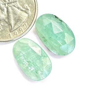 Faceted Green Kyanite Pair 16x10x3mm | Rose Cut Untreated Gemstones | Jewelry Crafts