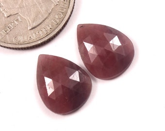 14,50x11 mm, coppia di pietre preziose con taglio a rosa di zaffiro naturale, cabochon sfaccettato con zaffiro con retro piatto, pietra preziosa di zaffiro per la creazione di gioielli con pietre preziose sfuse