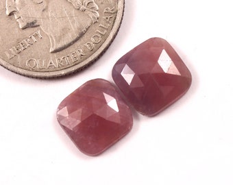 10X10 mm,Natural Sapphire Rose cut Gemstone Pair,Flat Back Sapphire Faceted Cabochon, Sapphire Gemstone For Jewelry Making Loose Gemstones