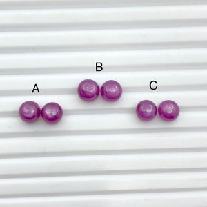 Rosemary Pink Sapphire Gemstone Cabochon Natural Untreated Sheen Pink Sapphire Round Shape cabochon  7 mm- Pink Sapphire 3 Pair Lot