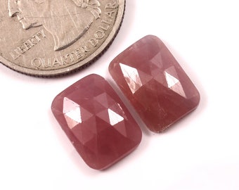 13.5x10mm,Natural Sapphire Rose cut Gemstone Pair,Flat Back Sapphire Faceted Cabochon, Sapphire Gemstone For Jewelry Making Loose Gemstones