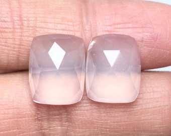 Quarzo rosa naturale brillante con taglio a rosa, pietra preziosa, forma rettangolare sciolta, quarzo rosa, taglio sfaccettato sul retro piatto, 15,55 carati, 14,50 x 11,50 mm