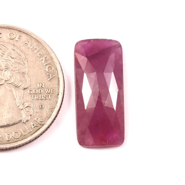 Natural Ruby Rose Cut Gemstone Ruby Faceted Rose Cut Slice Ruby Rectangle For Jewellery-7.80 Carat - 20x9  mm Ruby Rose Cut