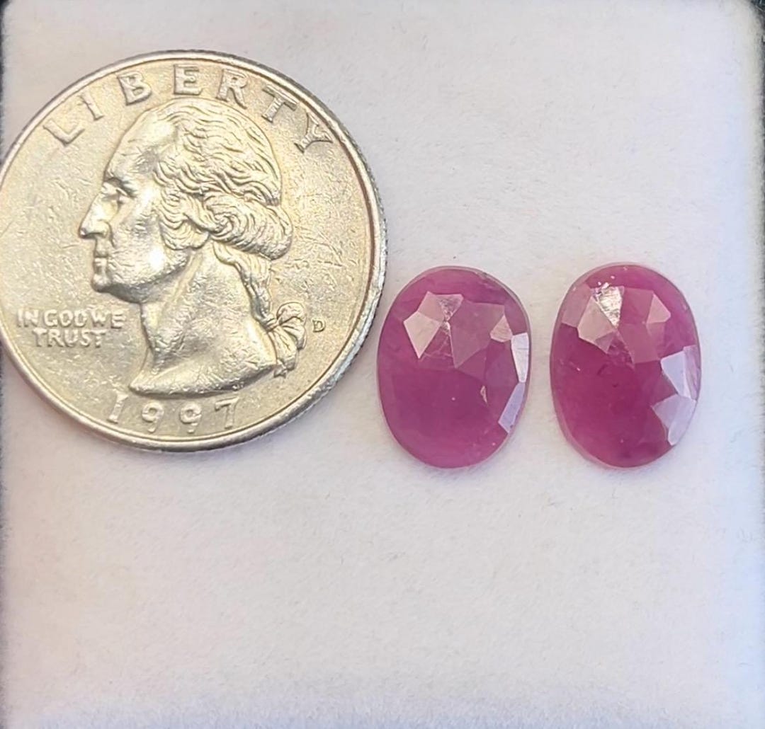 Matching Pair Natural Pink Ruby Rose Cut 12×9×3mm | Faceted Ruby Gems ...