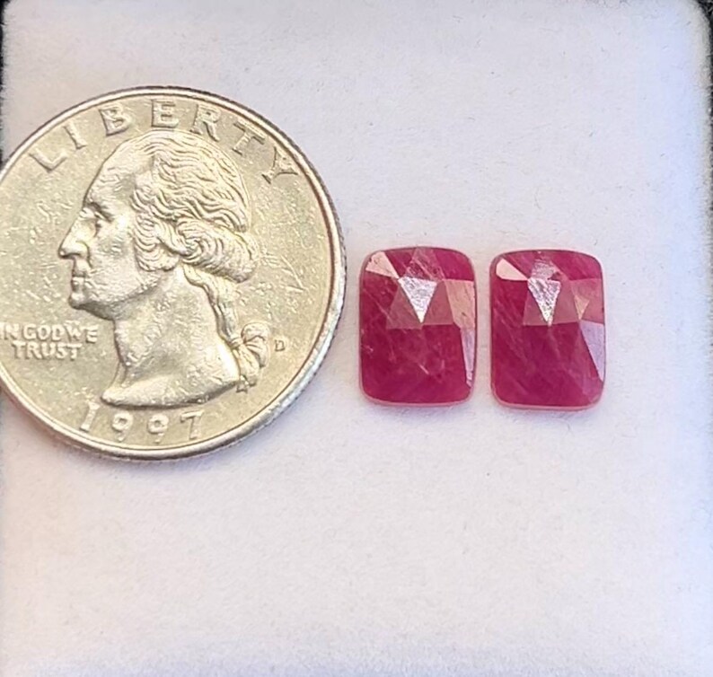 Natural Ruby 10x7.5x2.5mm Rose Cut Gemstone Pair | Faceted Red Rubies ...