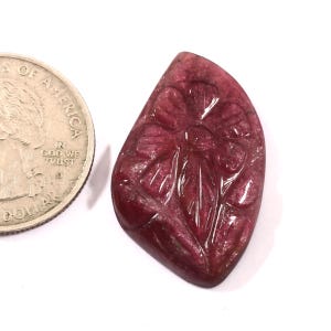 Natural Tourmaline Hand Carved Carving Gemstone Tourmaline Carving Loose Gemstone For  31 X 21 MM - 19.45 Carat Carved Carving Tourmaline