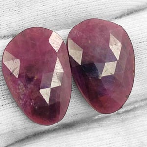18.5x13x3.5mm Ruby Gemstone Rose cut Pair | Ruby Rosecut Gemstone Pair | Natural Ruby Pair | Sapphire For Jewelry