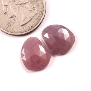 14.5X12.5mm,Natural Sapphire Rose cut Gemstone Pair,Flat Back Sapphire Faceted Cabochon Sapphire Gemstone For Jewelry Making Loose Gemstones
