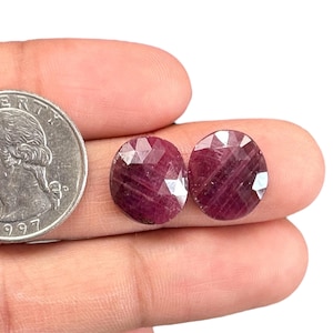 14x12.5x3.5mm Ruby Gemstone Rose cut Pair | Ruby Rosecut Gemstone Pair | Natural Ruby Pair | Sapphire For Jewelry