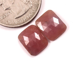 11.5x9.5mm,Natural Sapphire Rose cut Gemstone Pair,Flat Back Sapphire Faceted Cabochon, Sapphire Gemstone For Jewelry Making Loose Gemstones