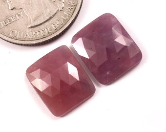 13.70x11mm,Natural Sapphire Rose cut Gemstone Pair,Flat Back Sapphire Faceted Cabochon, Sapphire Gemstone For Jewelry Making Loose Gemstones