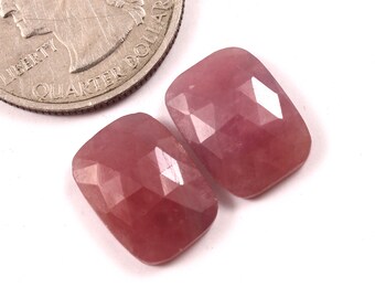 14x10.50mm,Natural Ruby Rose cut Gemstone Pair, Flat Back Ruby Faceted Cabochon, Red Ruby Gemstone For Jewelry Making Loose Gemstones