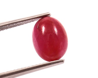 Piedra suelta de rubí natural ovalada, cabujón, 10 x 7,5 mm, calibrada para joyería.