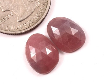 12.50X10 mm,Natural Sapphire Rose cut Gemstone Pair,Flat Back Sapphire Faceted Cabochon,Sapphire Gemstone For Jewelry Making Loose Gemstones