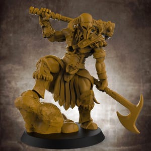Lion Tower Miniatures Male Barbarian with helm, axe and club