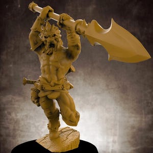 Lion Tower Miniature Human Male Barbarian with lion mask and spear